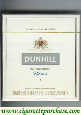 Dunhill International Ultima 1 100s cigarettes wide flat hard box